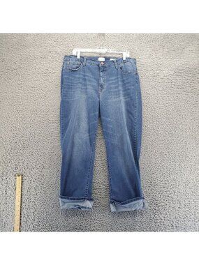Angels Jeans Womens 16 Blue Everflex Deep Cuff Straight Ankle Stretch *Read*